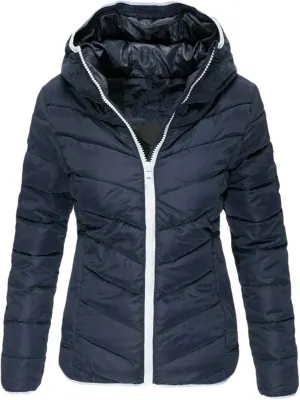 2024 Minimalist Temperament Quilted Puffer Coat for Womens Long Sleeve Zip Up Down Coat Casual Warm Slim Down Jacket