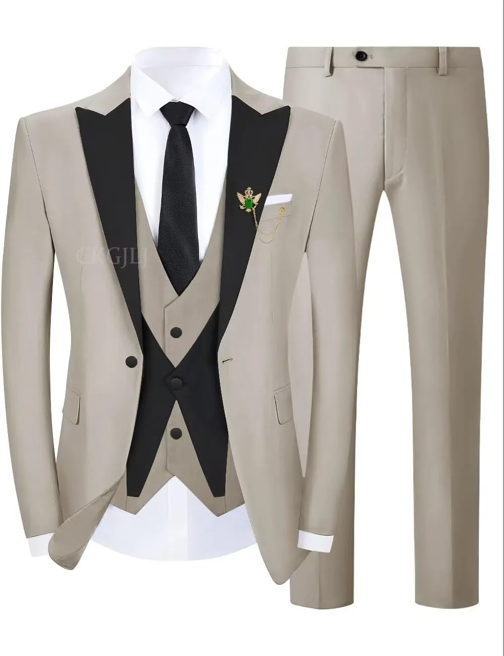 3 Piece Slim Fit Tuxedos for Men Tux Wedding Suits Man One Button Blazer Tuxedo Vest Pants Formal Prom Suits Sets
