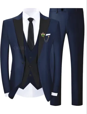 3 Piece Slim Fit Tuxedos for Men Tux Wedding Suits Man One Button Blazer Tuxedo Vest Pants Formal Prom Suits Sets