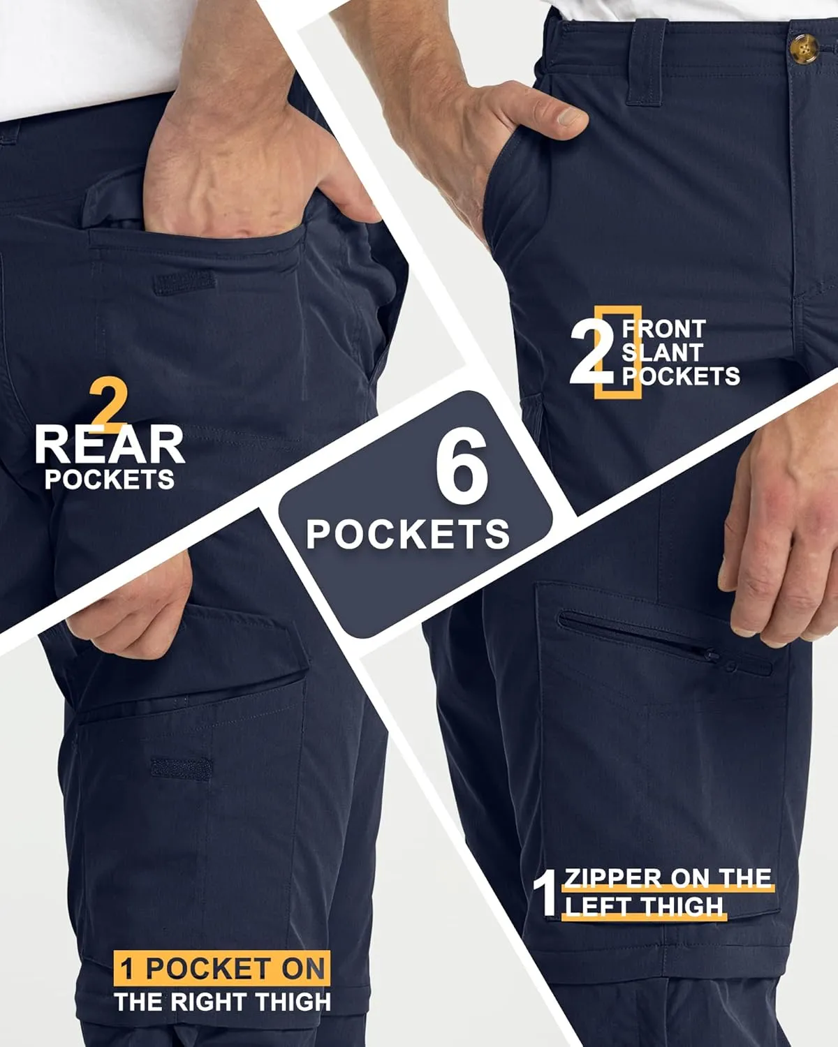 33,000ft Mens Hiking Pants Convertible Zip Off Lightweight Quick Dry Stretch UPF 50  Travel Fishing Pants Wind Proof