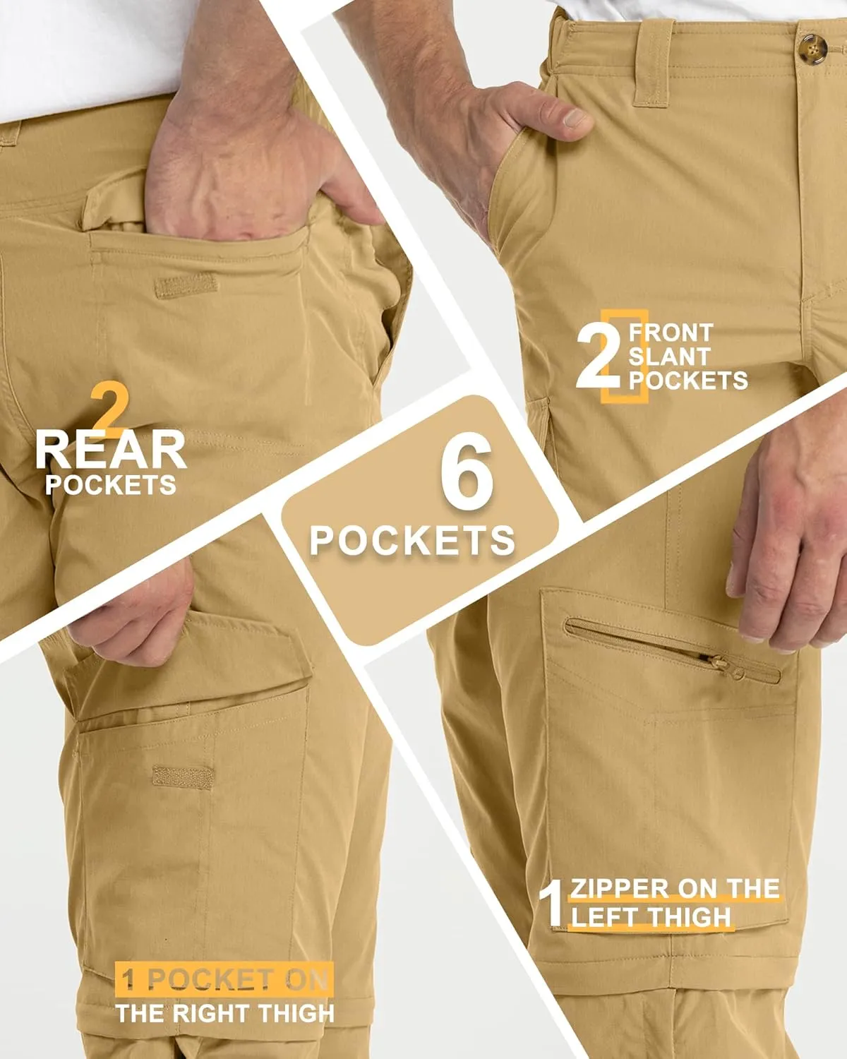 33,000ft Mens Hiking Pants Convertible Zip Off Lightweight Quick Dry Stretch UPF 50  Travel Fishing Pants Wind Proof
