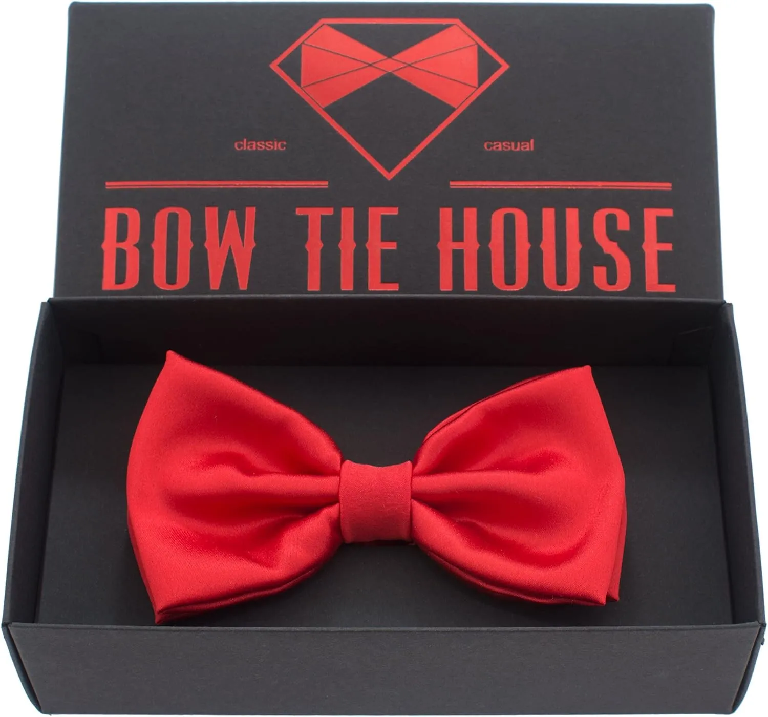 Bow Tie House Real Silk Classic Pre-Tied Bow Tie Formal Solid Tuxedo with Gift Box