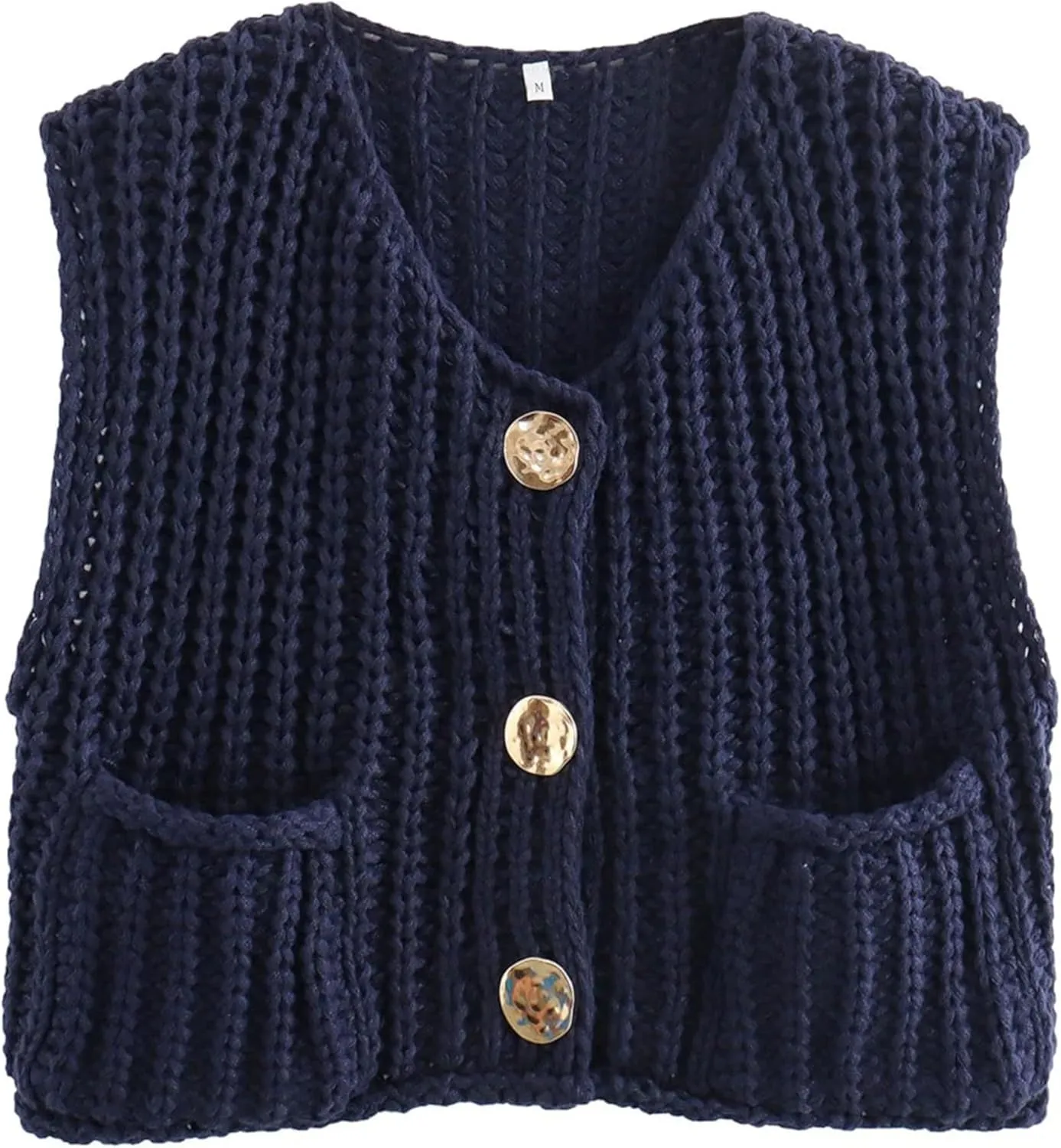Bozanly Womens Chunky Knit Sweater Vest Cute Button Down Sleeveless Crop Crochet Cardigan Vest 2025
