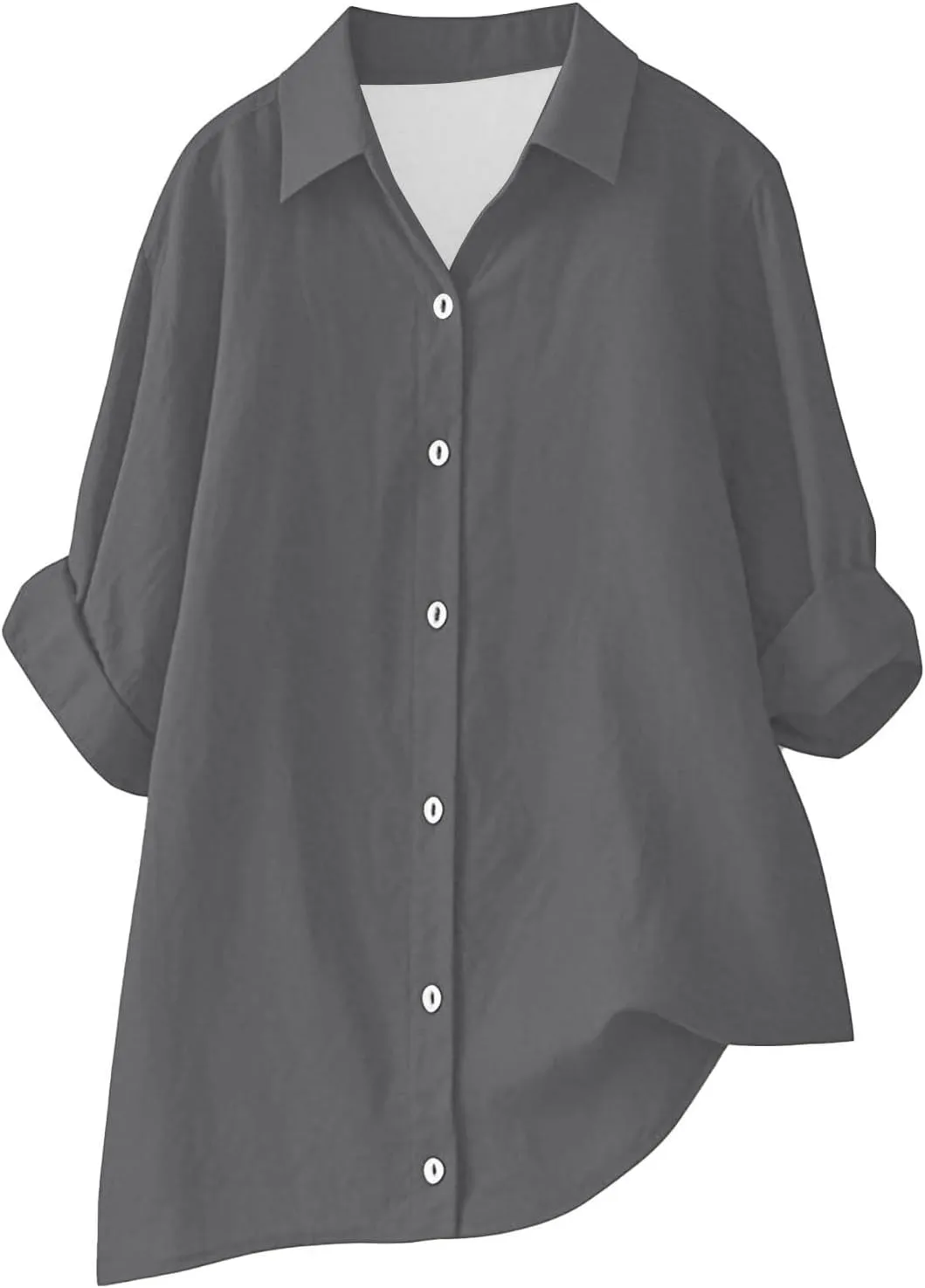 Breathable Linen Button-Up Top - Women's Soft Short Sleeve Blouse, Lightweight, Sheer-Resistant