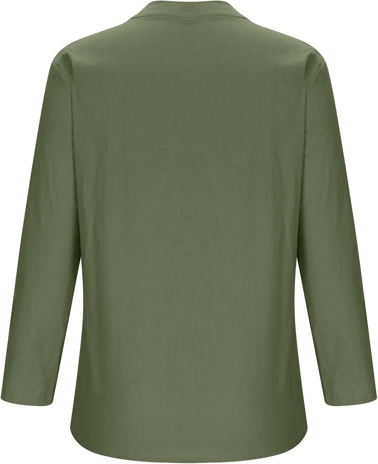 Casual Linen Blouses for Women Long Sleeve V Neck Button Up Shirts Comfy Loose Tunics Blouses Ladies Linen Blouse Top