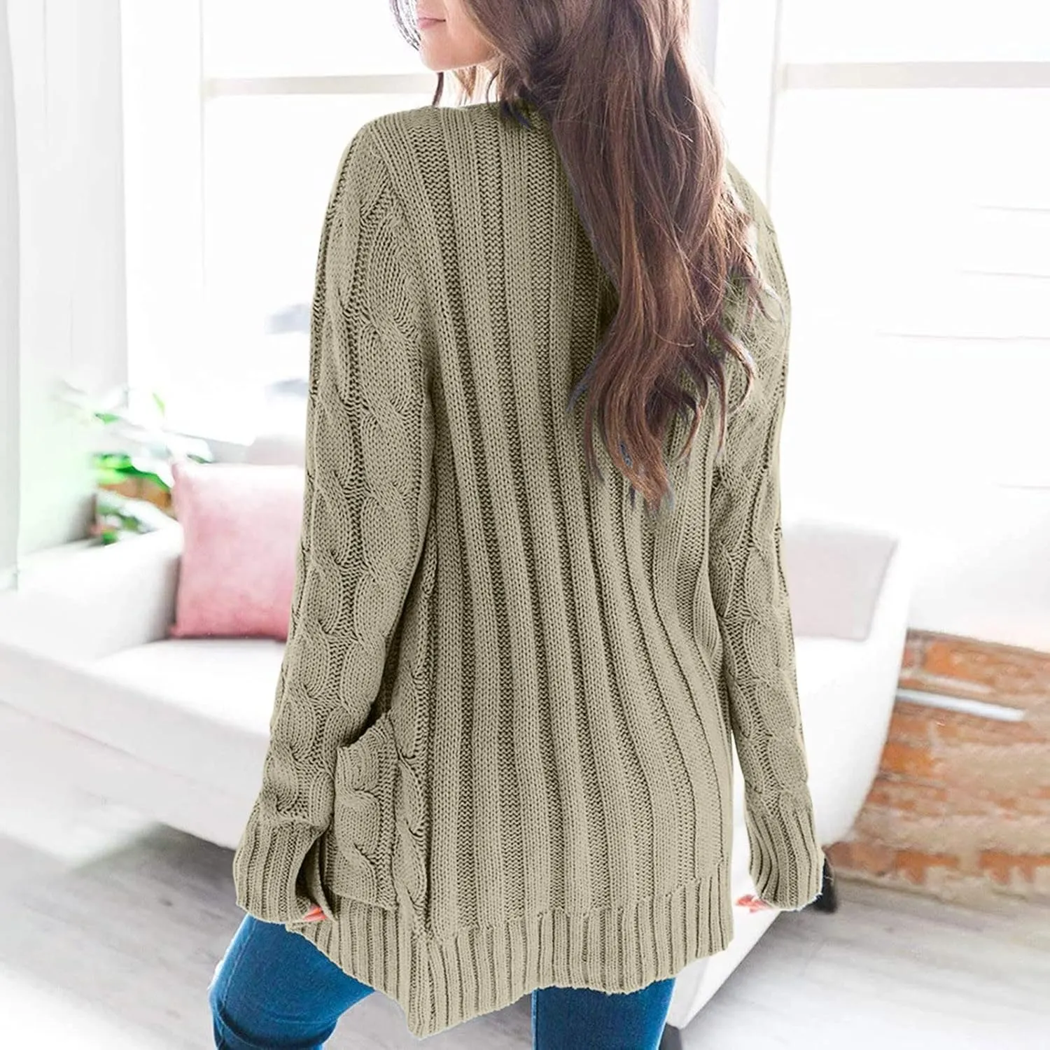 ChicCrate Womens Sweaters Open Front Cardigan Button Down Long Sleeve Shirt Cable Knit Chunky Tops Warm Winter Coats Outwears