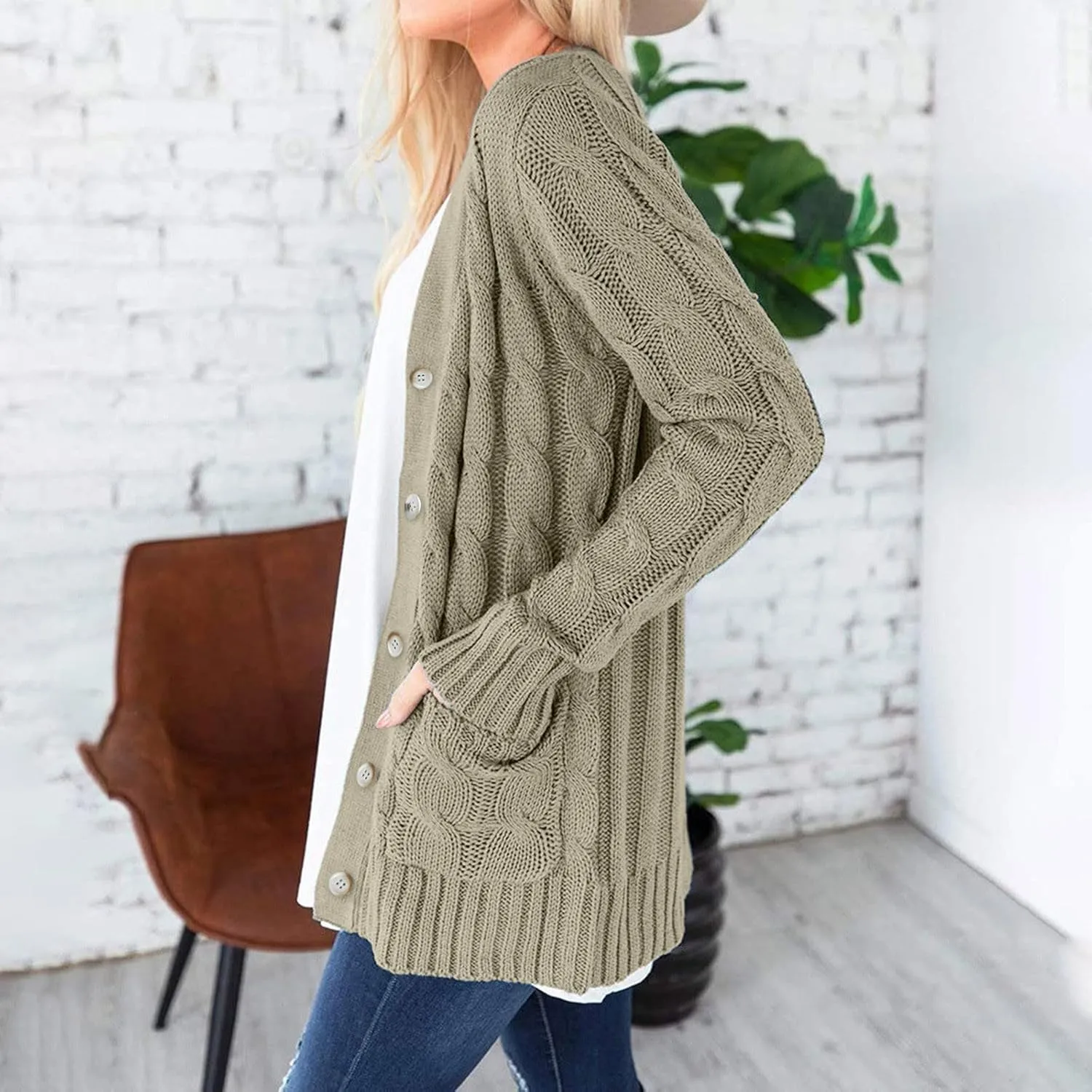 ChicCrate Womens Sweaters Open Front Cardigan Button Down Long Sleeve Shirt Cable Knit Chunky Tops Warm Winter Coats Outwears