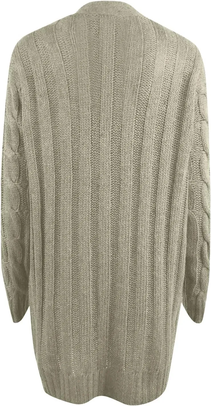 ChicCrate Womens Sweaters Open Front Cardigan Button Down Long Sleeve Shirt Cable Knit Chunky Tops Warm Winter Coats Outwears