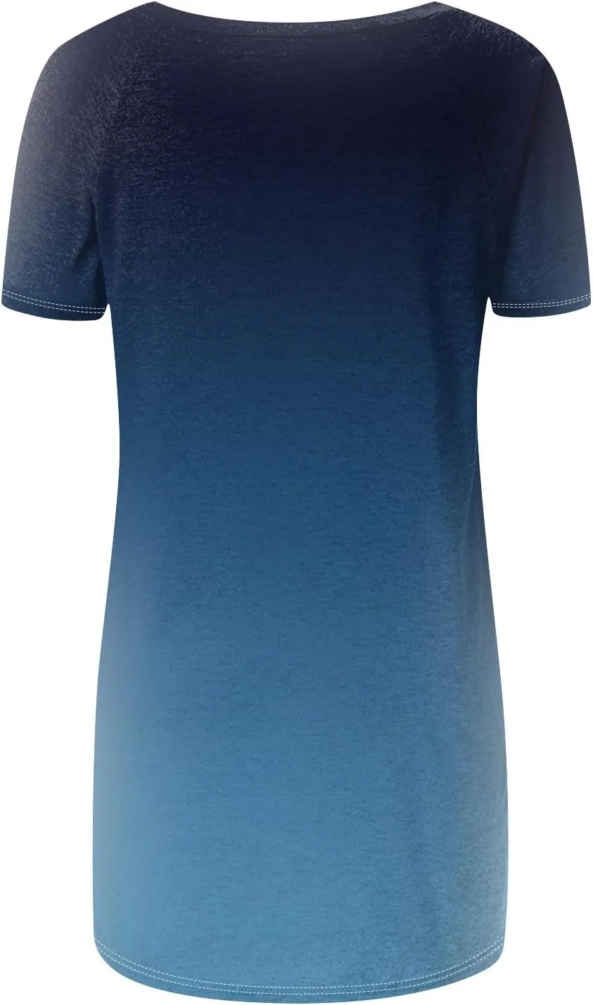 COTECRAM Women's Tops Short Sleeve Dressy Casual Plus Size Tunic Tops to Wear with Leggings V Neck T-Shirt Loose Fit Blouse
