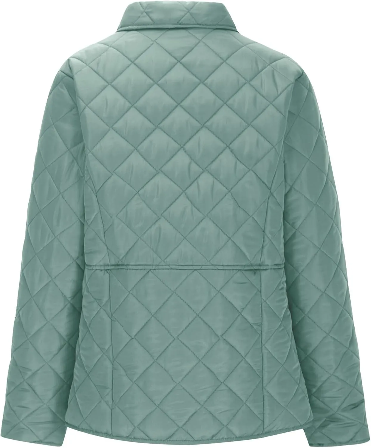 Diamond Quilted Jackets for Women Lightweight Button down Long Sleeve Puffer Jacket Casual Winter Thermal Padded Coat