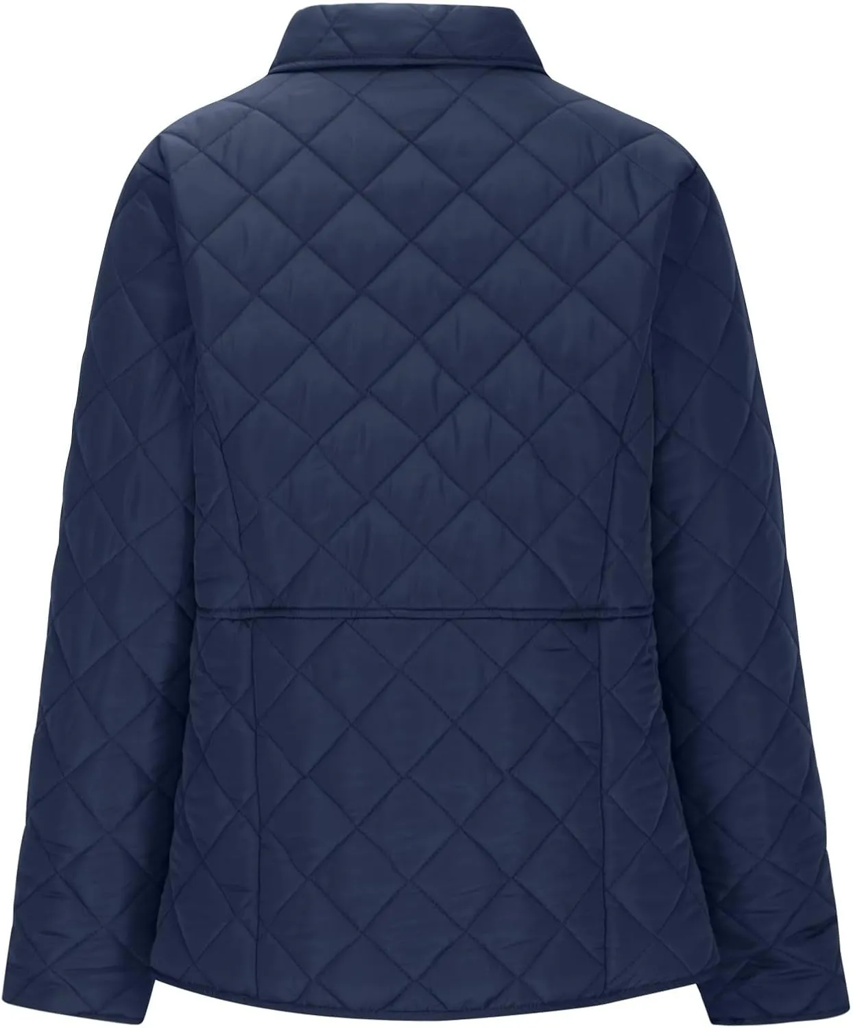 Diamond Quilted Jackets for Women Lightweight Button down Long Sleeve Puffer Jacket Casual Winter Thermal Padded Coat