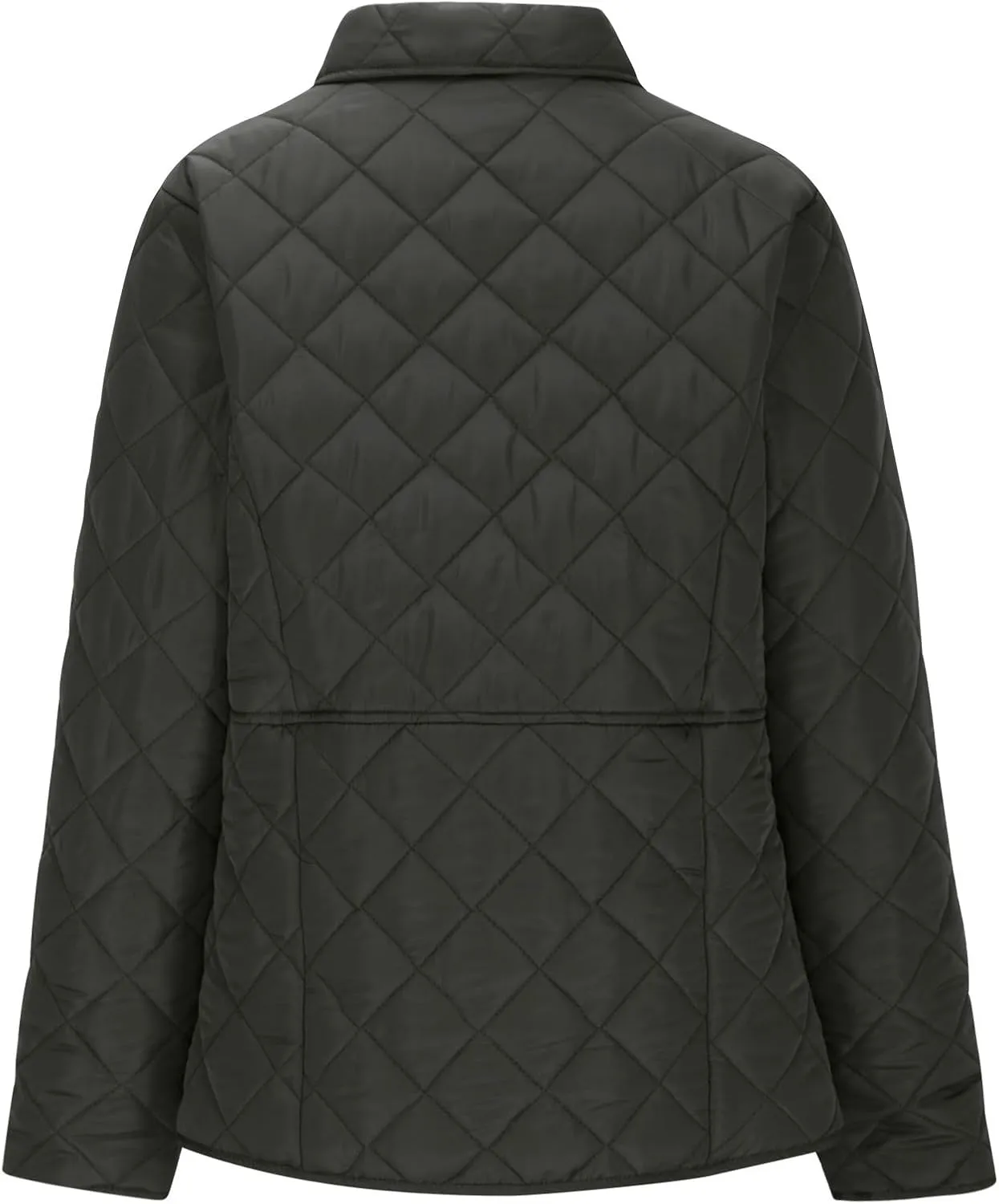 Diamond Quilted Jackets for Women Lightweight Button down Long Sleeve Puffer Jacket Casual Winter Thermal Padded Coat