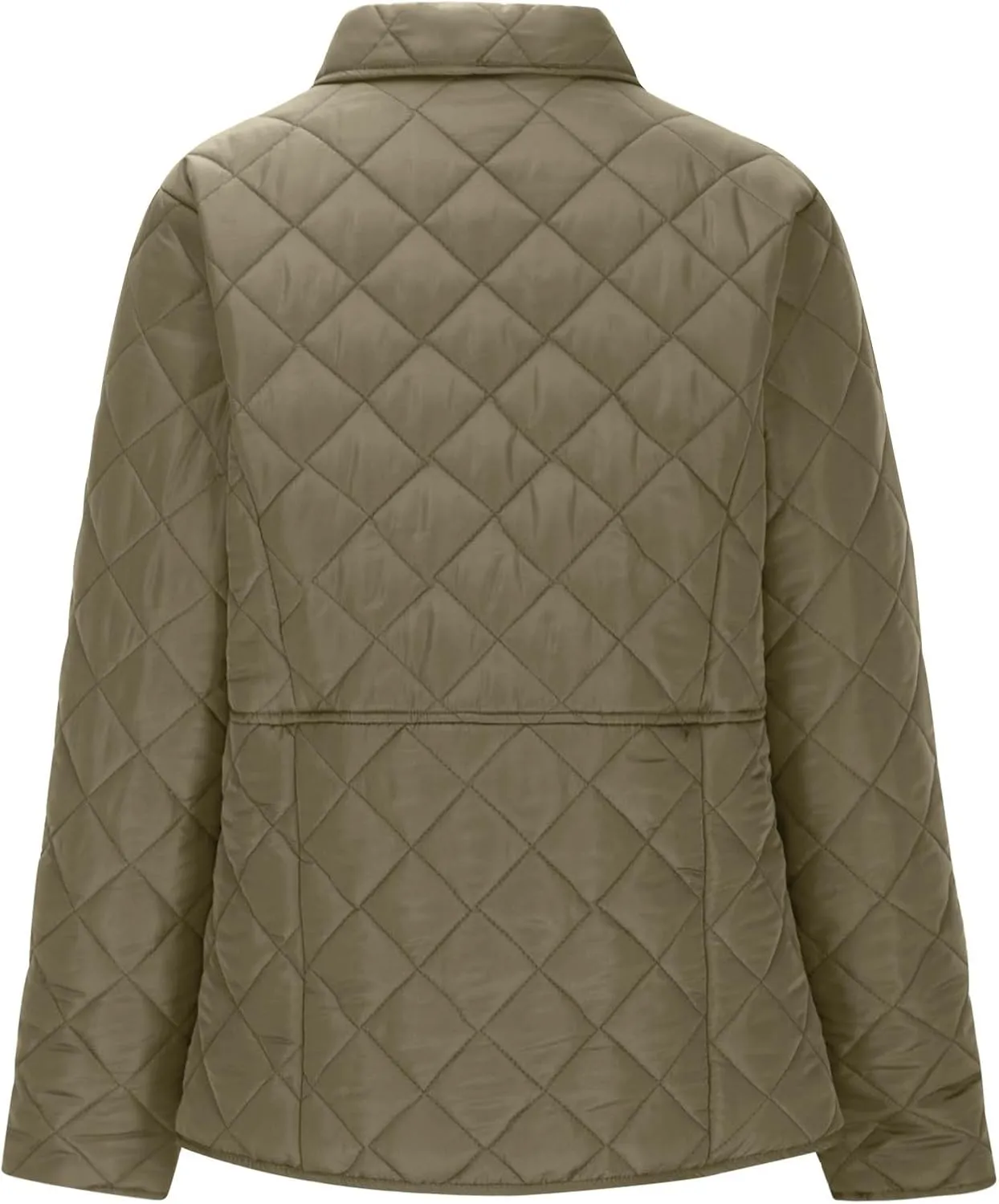 Diamond Quilted Jackets for Women Lightweight Button down Long Sleeve Puffer Jacket Casual Winter Thermal Padded Coat