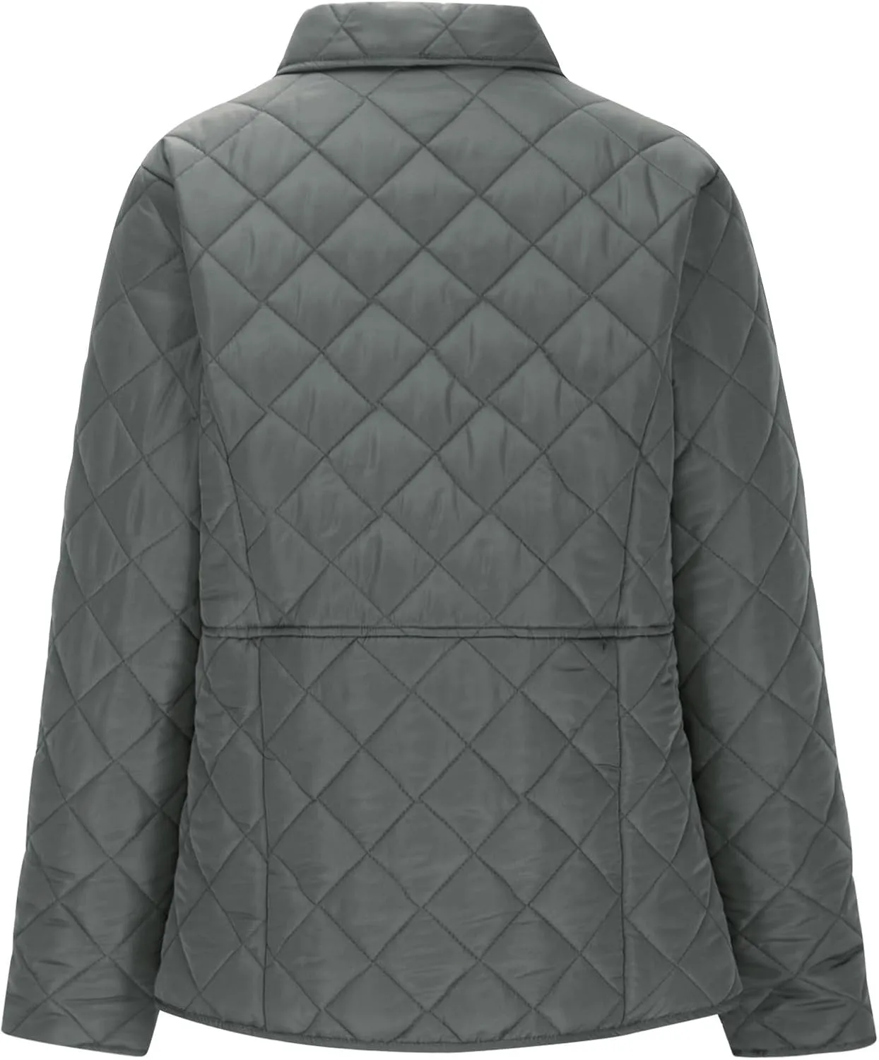 Diamond Quilted Jackets for Women Lightweight Button down Long Sleeve Puffer Jacket Casual Winter Thermal Padded Coat