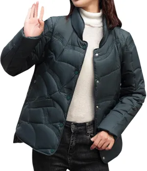 Fashion Solid Winter Button Padded Jacket for Womens Casual Loose Insulated Padded Coat Long Sleeve Pockets Overcoat