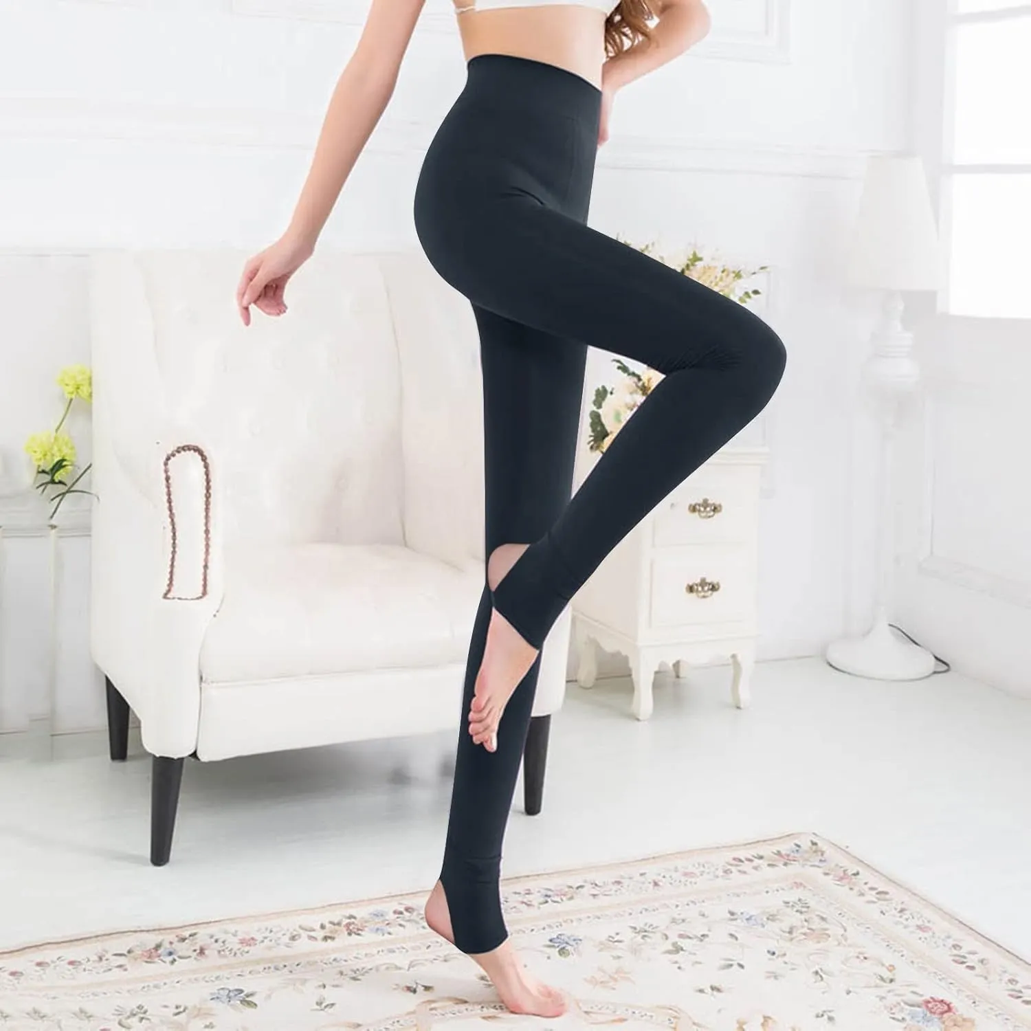 Fleece Lined Leggings with Pockets High Denim Women Solid Elastic Color Pants Thermal Warm Winter Tights Fleece