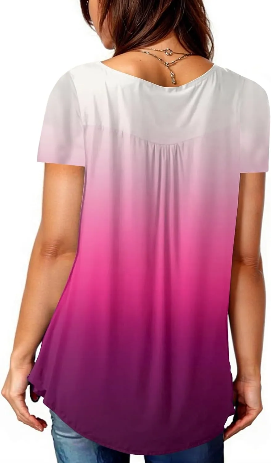 FQZWONG Summer Tops for Women 2025 Plus Size Short Sleeve Shirts Loose Casual Ladies Crew Neck Button Down Boho Blouses