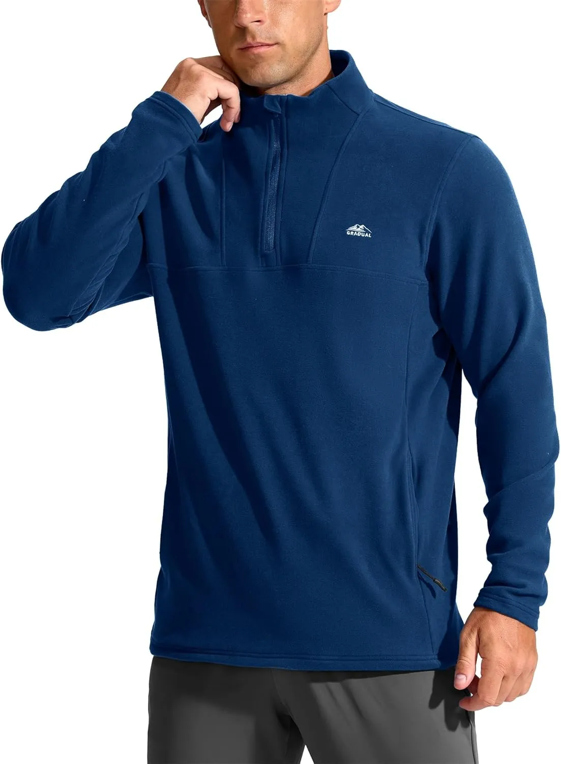 G Gradual Men's Quarter Zip Pullover with Zipper Pocket Fleece Lined Warm Sweater Golf Hiking Outdoor Lightweight Sweatshirt