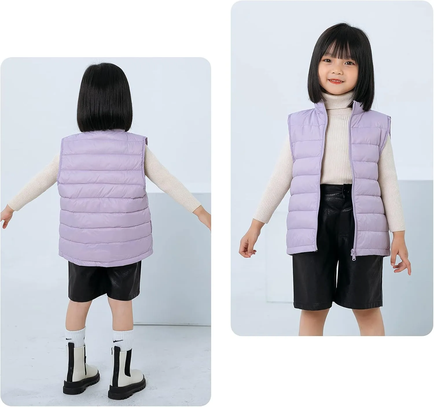 Happy Cherry Down Puffer Vest for Boy Girls Lightweight Water-Resistant Winter Jacket Outwear Kids Fall Sleeveless Coats
