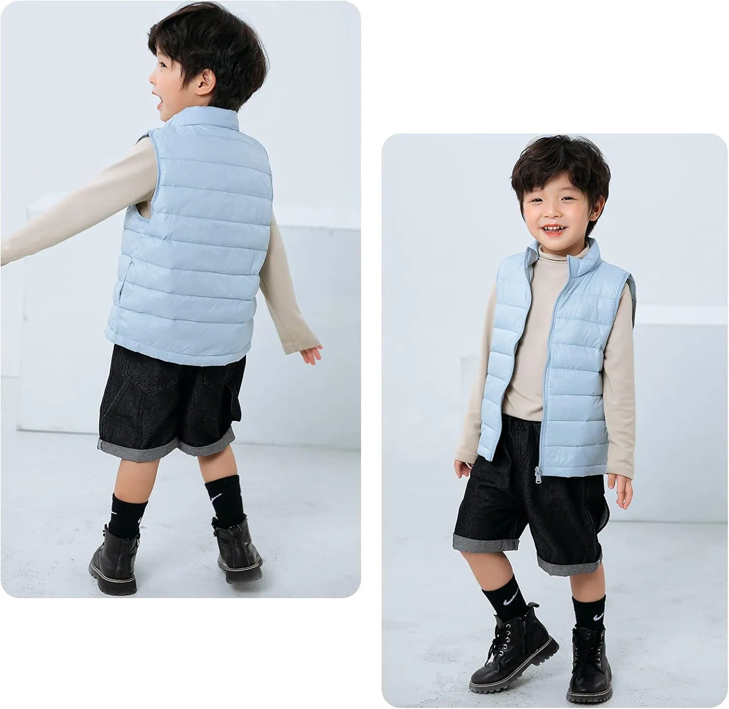 Happy Cherry Down Puffer Vest for Boy Girls Lightweight Water-Resistant Winter Jacket Outwear Kids Fall Sleeveless Coats