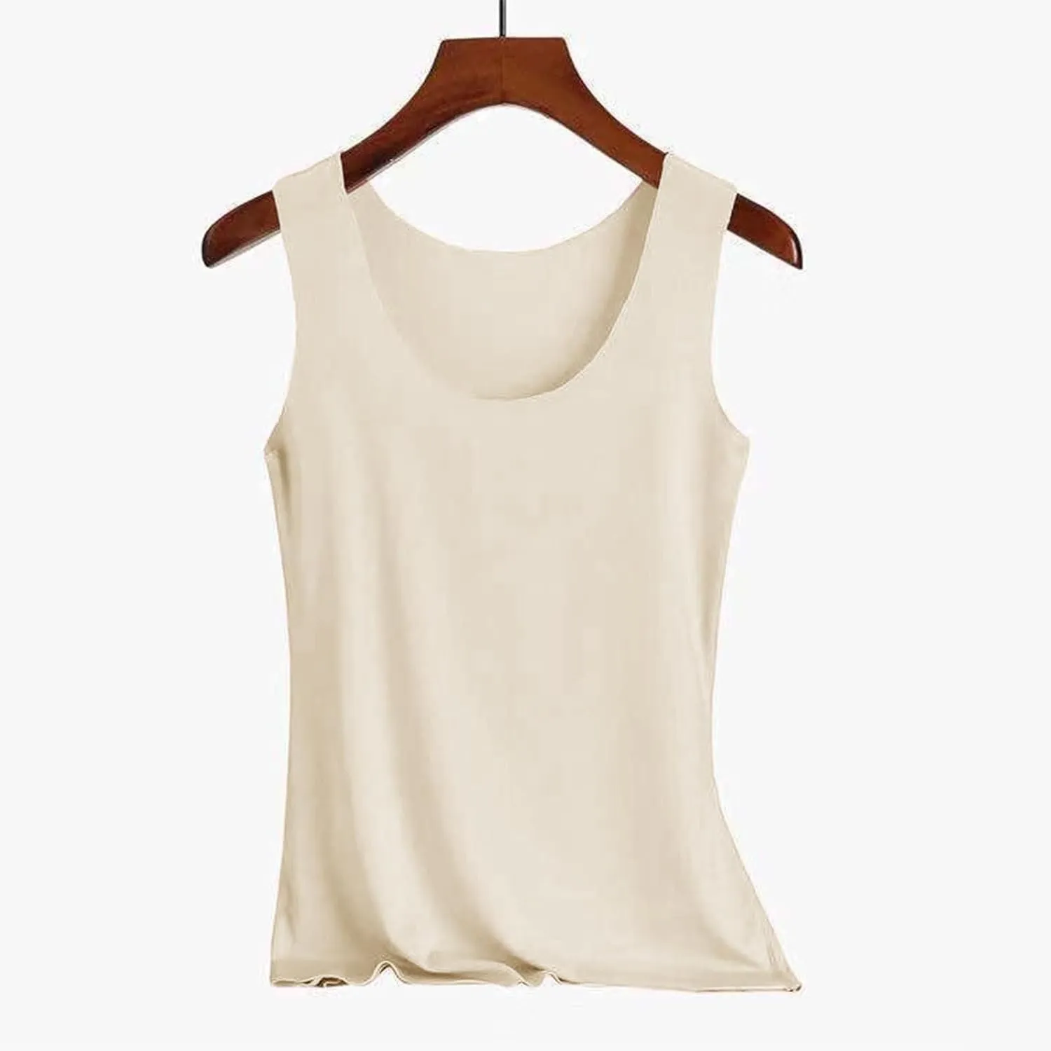 HGps8w 2-Pack Women's Ice Silk Tank Top Summer Basic Seamless Crew Neck Sleeveless Undershirt Casual Camisole Tanks