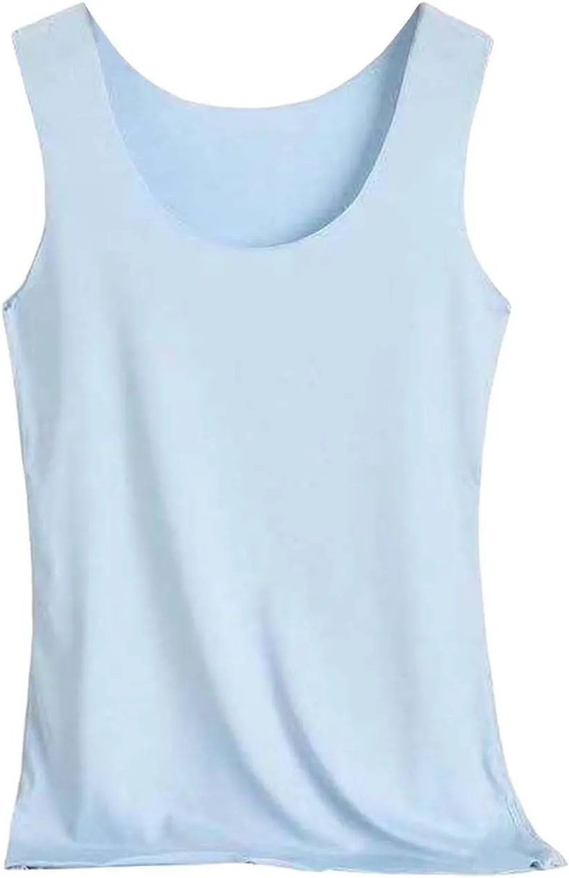 HGps8w 3-Pack Women's Sleeveless Ice Silk Tank Top Summer Basic Seamless Round Neck Undershirt Casual Camisole Tanks