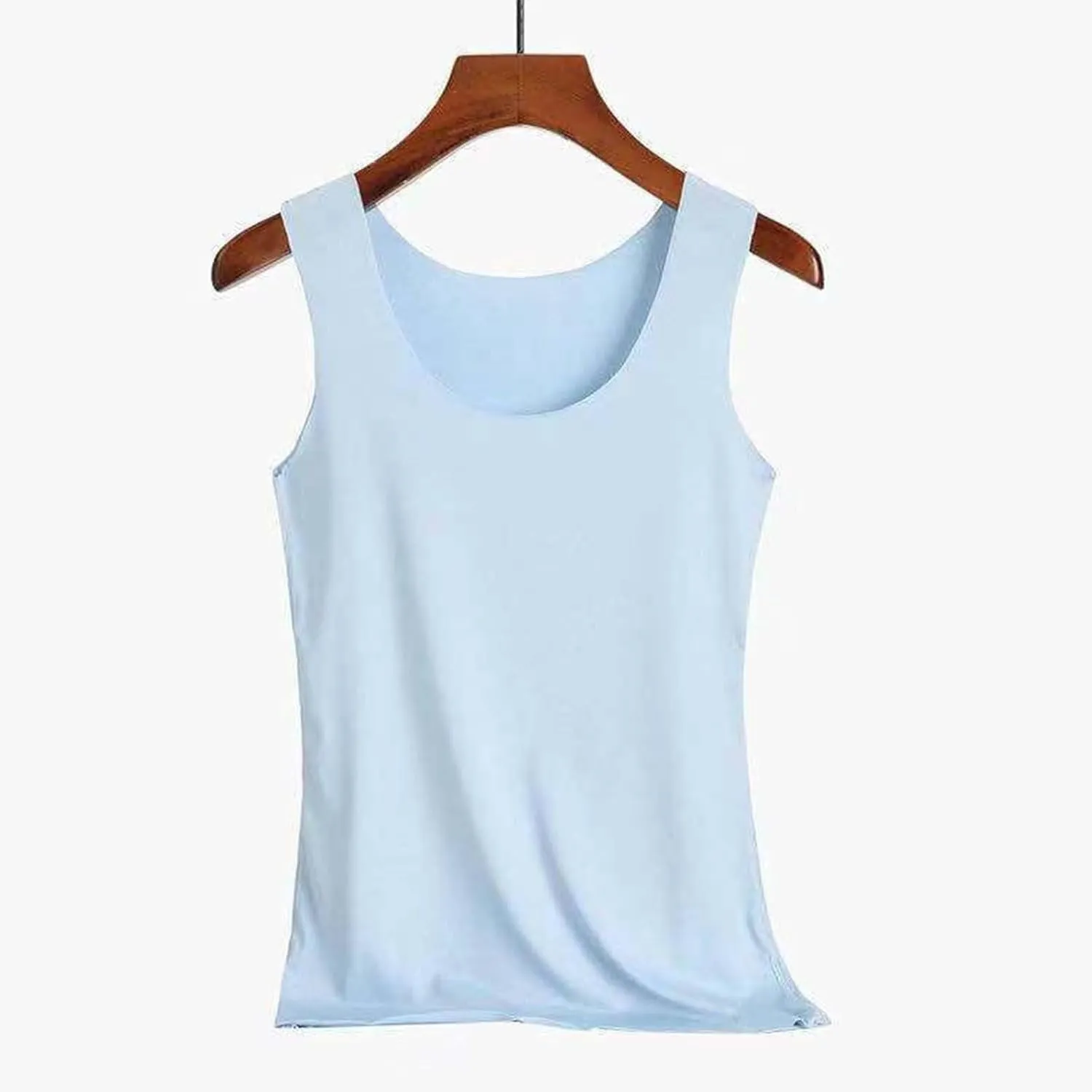 HGps8w 3-Pack Women's Sleeveless Ice Silk Tank Top Summer Basic Seamless Round Neck Undershirt Casual Camisole Tanks