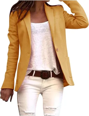 HGps8w Basic Plain Blazer Women's Long Sleeve Suit Jackets for Work Business Casual Lightweight Outwear Tops with Pockets