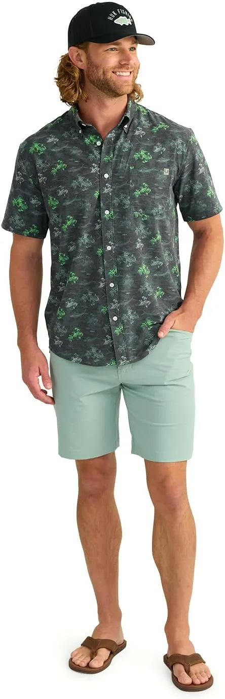 HUK Men's A1a Woven, Performance Long Sleeve Button