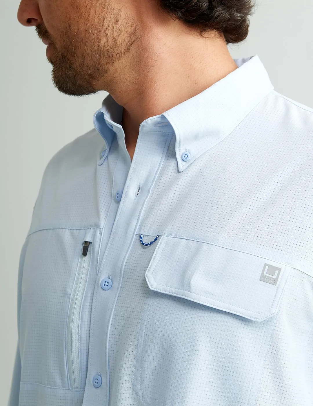 HUK Men's A1a Woven, Performance Long Sleeve Button