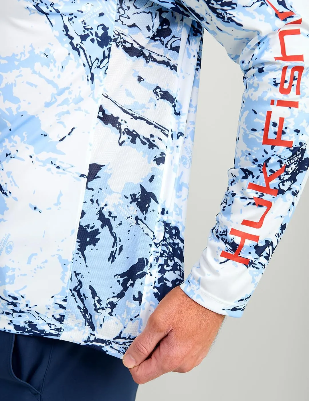 HUK Men's Pursuit Pattern Crew Sleeve, Performance Shirt