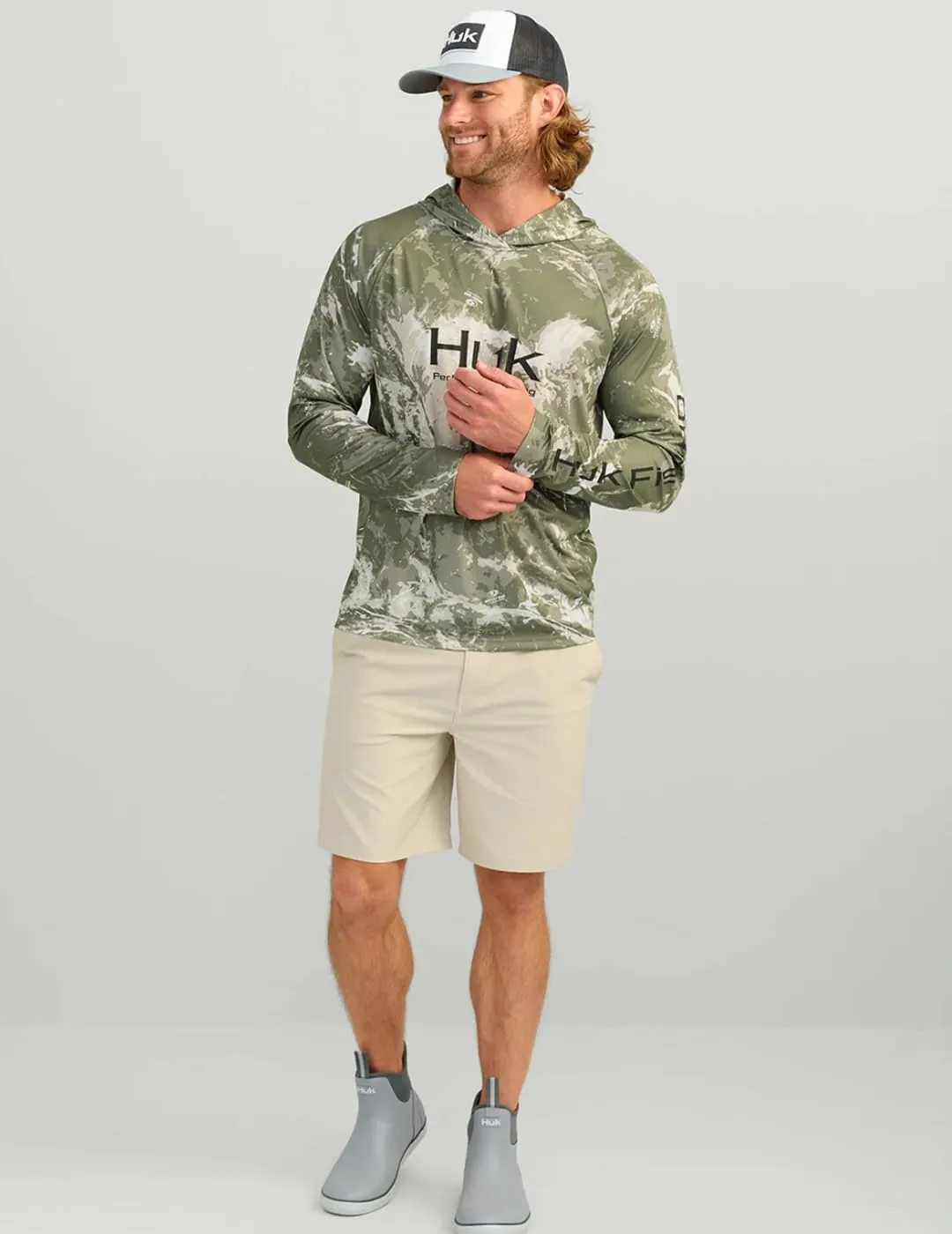 HUK Men's Pursuit Pattern Crew Sleeve, Performance Shirt