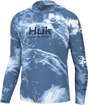 HUK Men's Pursuit Pattern Crew Sleeve, Performance Shirt