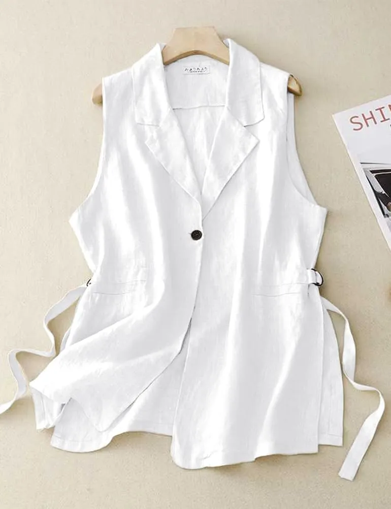 IDEALSANXUN Vest for Women Dressy Sleeveless Blazer Spring Summer Vest Tops Business Casual Outfits Office Work Clothes