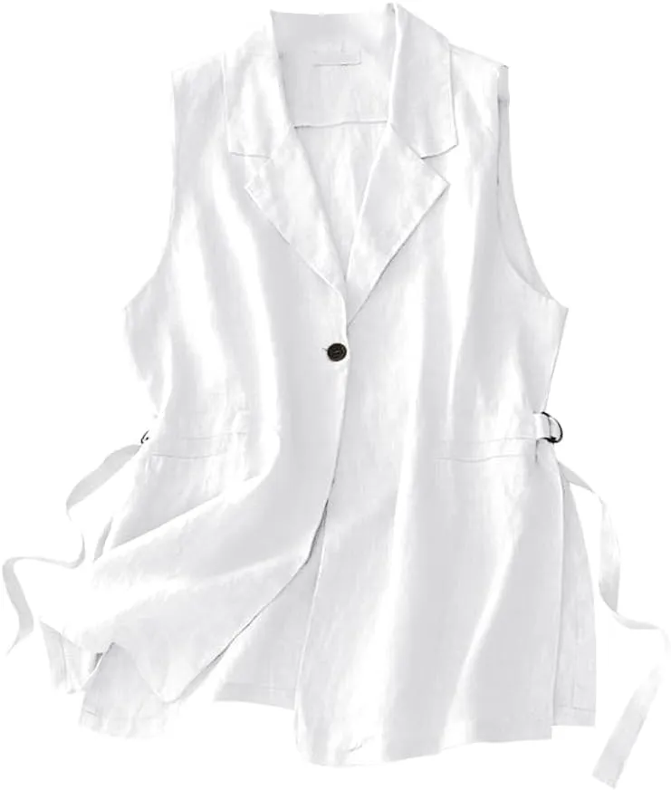 IDEALSANXUN Vest for Women Dressy Sleeveless Blazer Spring Summer Vest Tops Business Casual Outfits Office Work Clothes