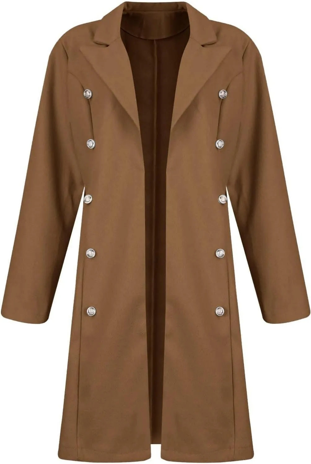 Kubbon Women Elegant Notched Collar Wool Blend Over Coat Dressy Double Breasted Open Front Pea Coat Casual Jacket Outerwear
