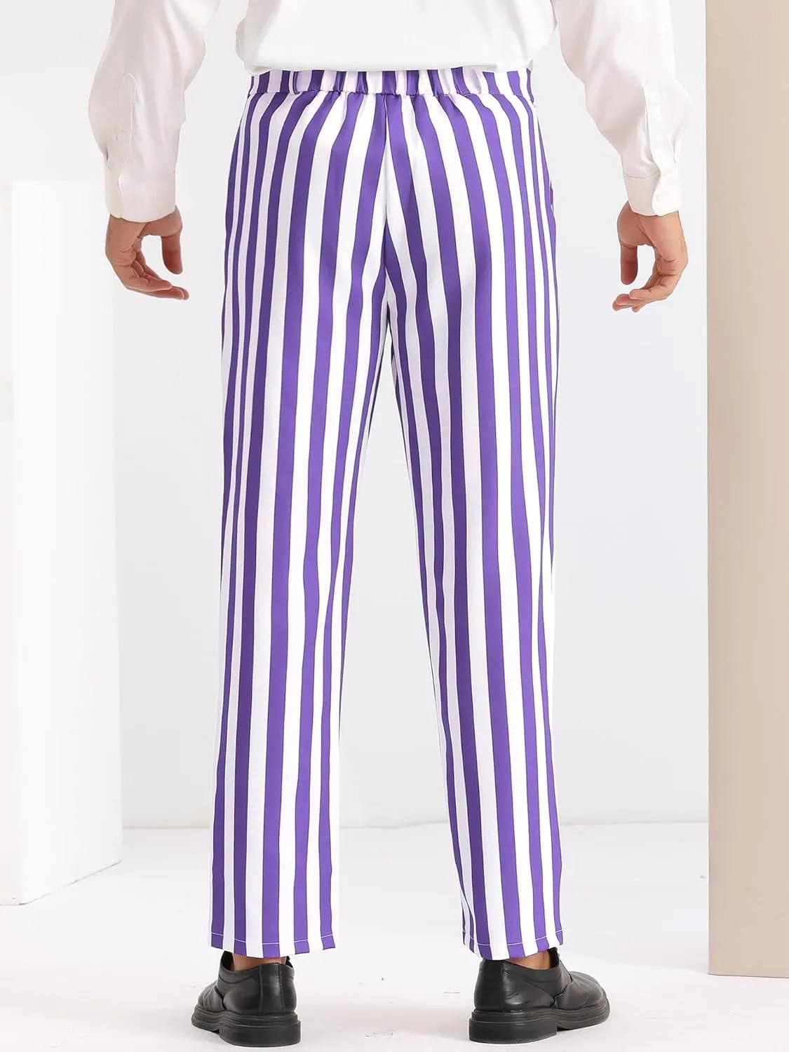 Lars Amadeus Striped Dress Pants for Men's Straight Leg Color Block Business Trousers