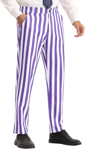 Lars Amadeus Striped Dress Pants for Men's Straight Leg Color Block Business Trousers