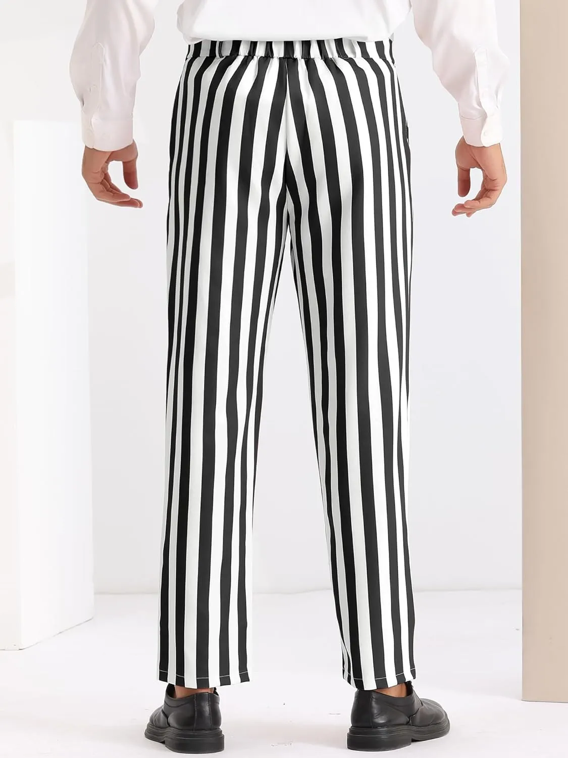 Lars Amadeus Striped Dress Pants for Men's Straight Leg Color Block Business Trousers