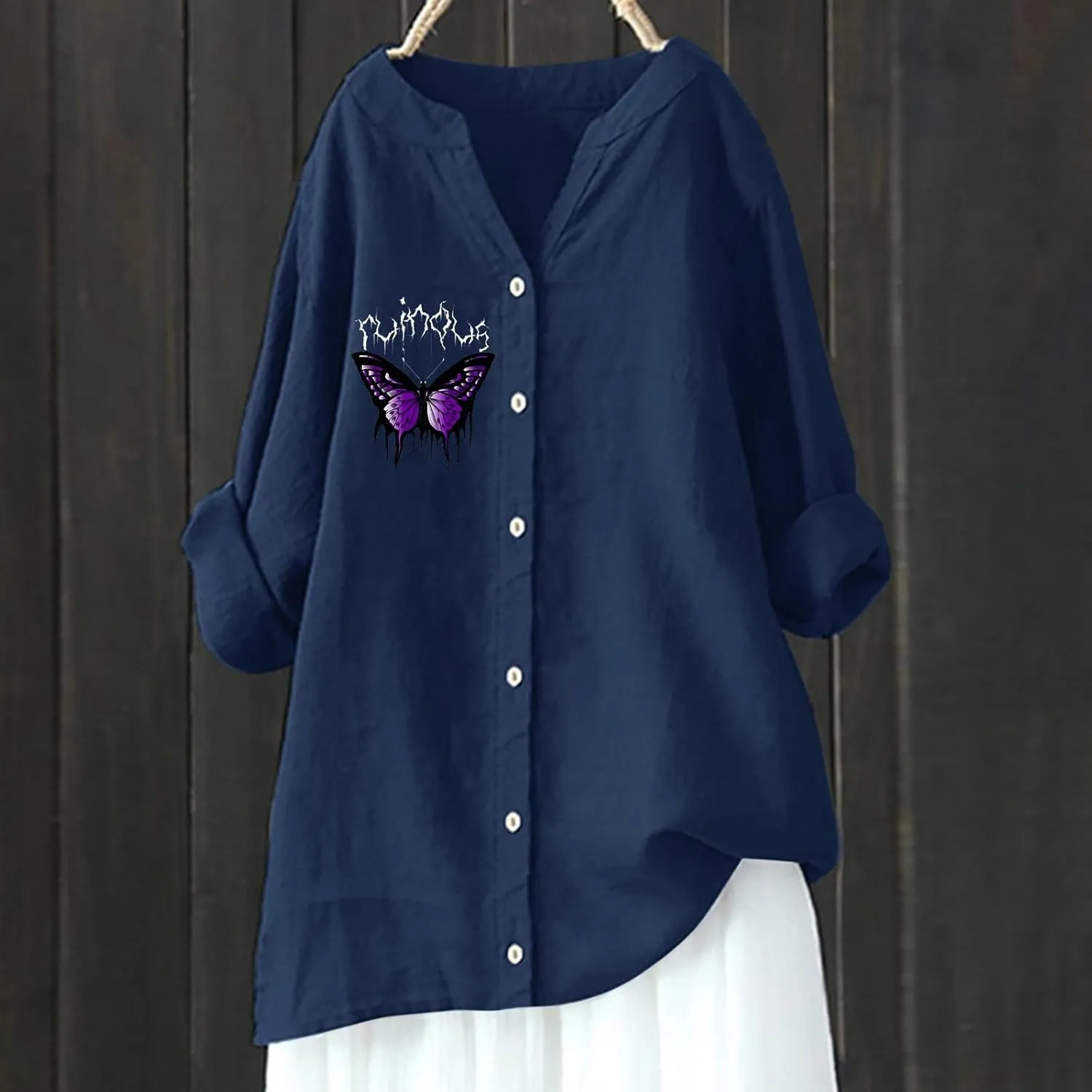 Linen Shirt Womens Roll Half Sleeve Button-up Casual Dress Front Floral Graphic Chic Shirt Aesthetics Elegant Blouse