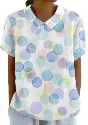 Linen Shirts Vintage Floral Graphic for Women Linen Loose Large Size Thin Lapel Womens Cute Autumn Tops and Blouses