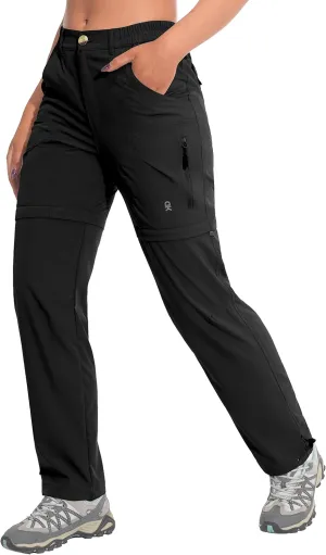 Little Donkey Andy Women's Convertible Zip Off Pants Quick Dry Stretch Hiking Travel Camping Pants Black XS