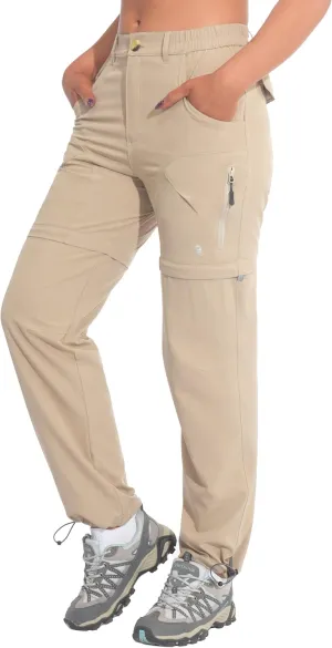 Little Donkey Andy Women's Convertible Zip Off Pants Quick Dry Stretch Hiking Travel Camping Pants Khaki S