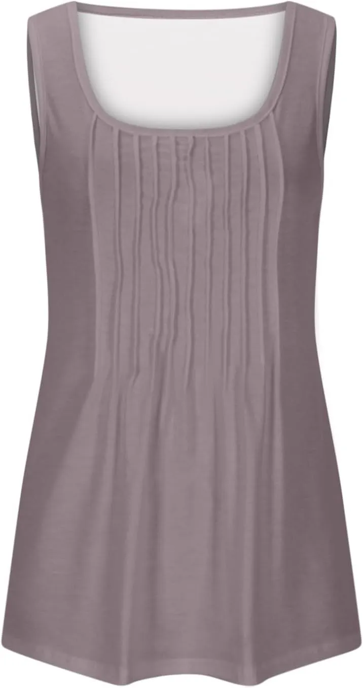 Lmdudan Plus Size Tank Tops for Women Fashion Solid Color Sleeveless U Neck Tees 2024 Summer Loose Flowy Casual Comfy Shirts