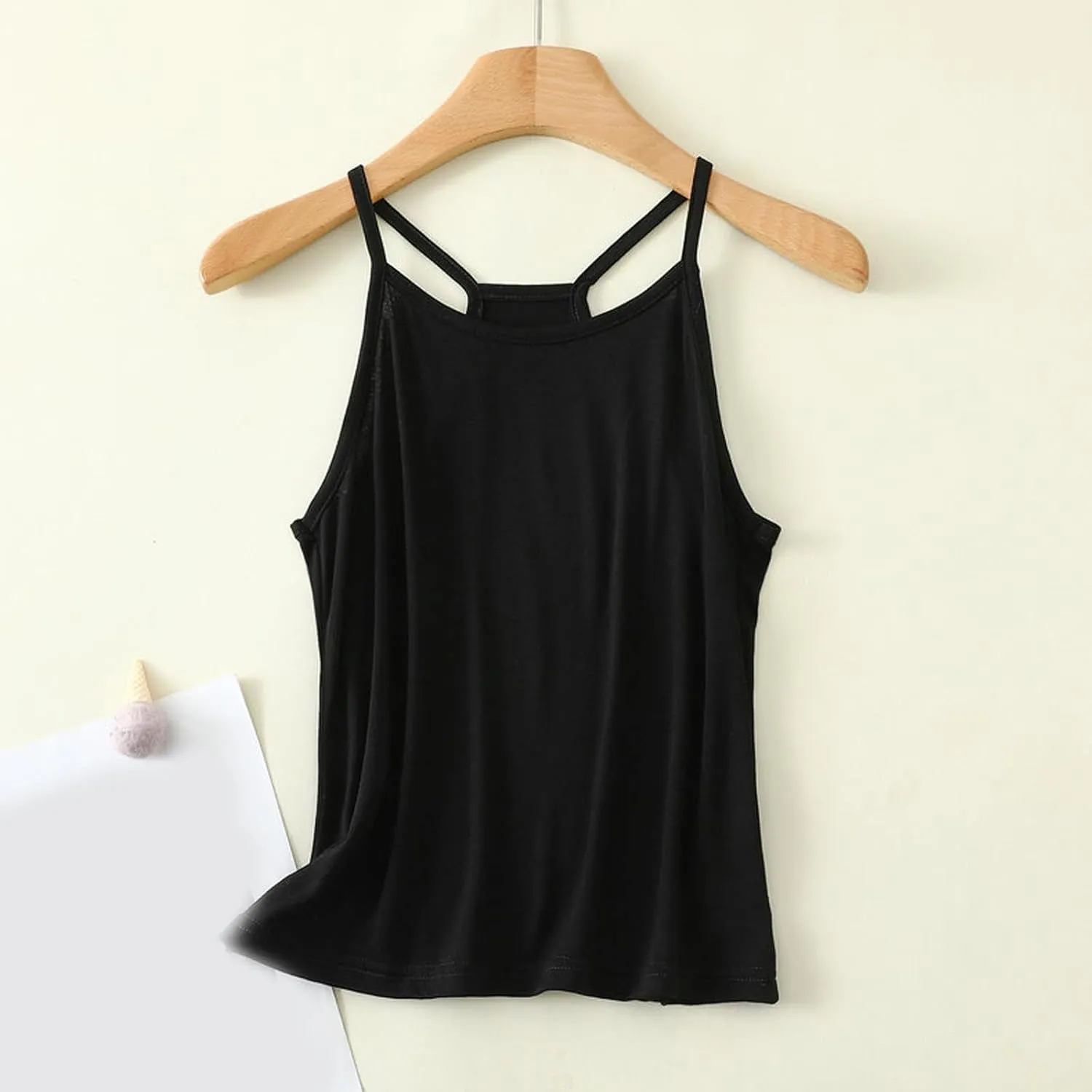 Lmdudan Tank Tops for Women Crewneck Spaghetti Strap Camisole Loose Fit Sleeveless Tees Casual Summer Racerback Shirts
