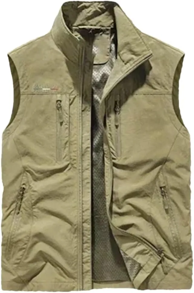 Men Fishing Waistcoats Outdoor Journalist Photography Camping Vest Multi-Pocket Breathable Sleeveless Jacket
