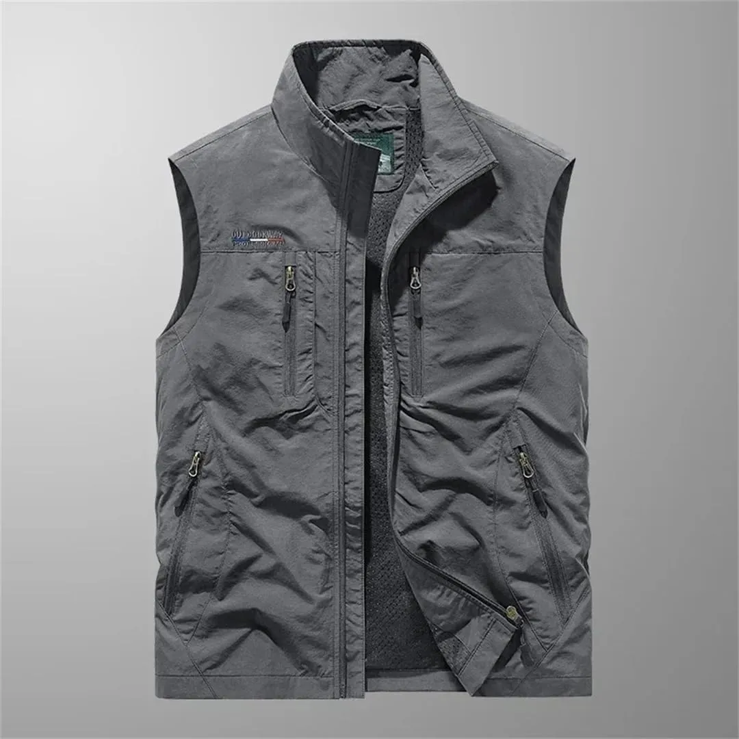 Men Fishing Waistcoats Outdoor Journalist Photography Camping Vest Multi-Pocket Breathable Sleeveless Jacket