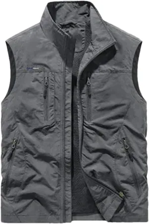 Men Fishing Waistcoats Outdoor Journalist Photography Camping Vest Multi-Pocket Breathable Sleeveless Jacket