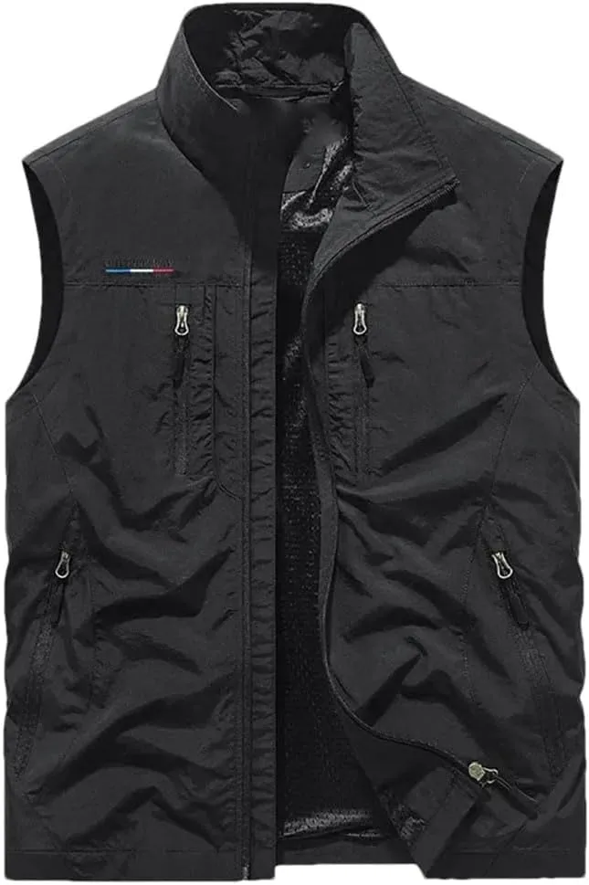 Men Fishing Waistcoats Outdoor Journalist Photography Camping Vest Multi-Pocket Breathable Sleeveless Jacket