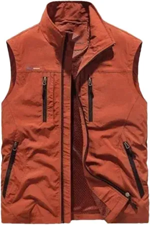 Men Fishing Waistcoats Outdoor Journalist Photography Camping Vest Multi-Pocket Breathable Sleeveless Jacket